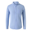 Japanese retro men's long-sleeve cotton cardigan shirt in solid colour