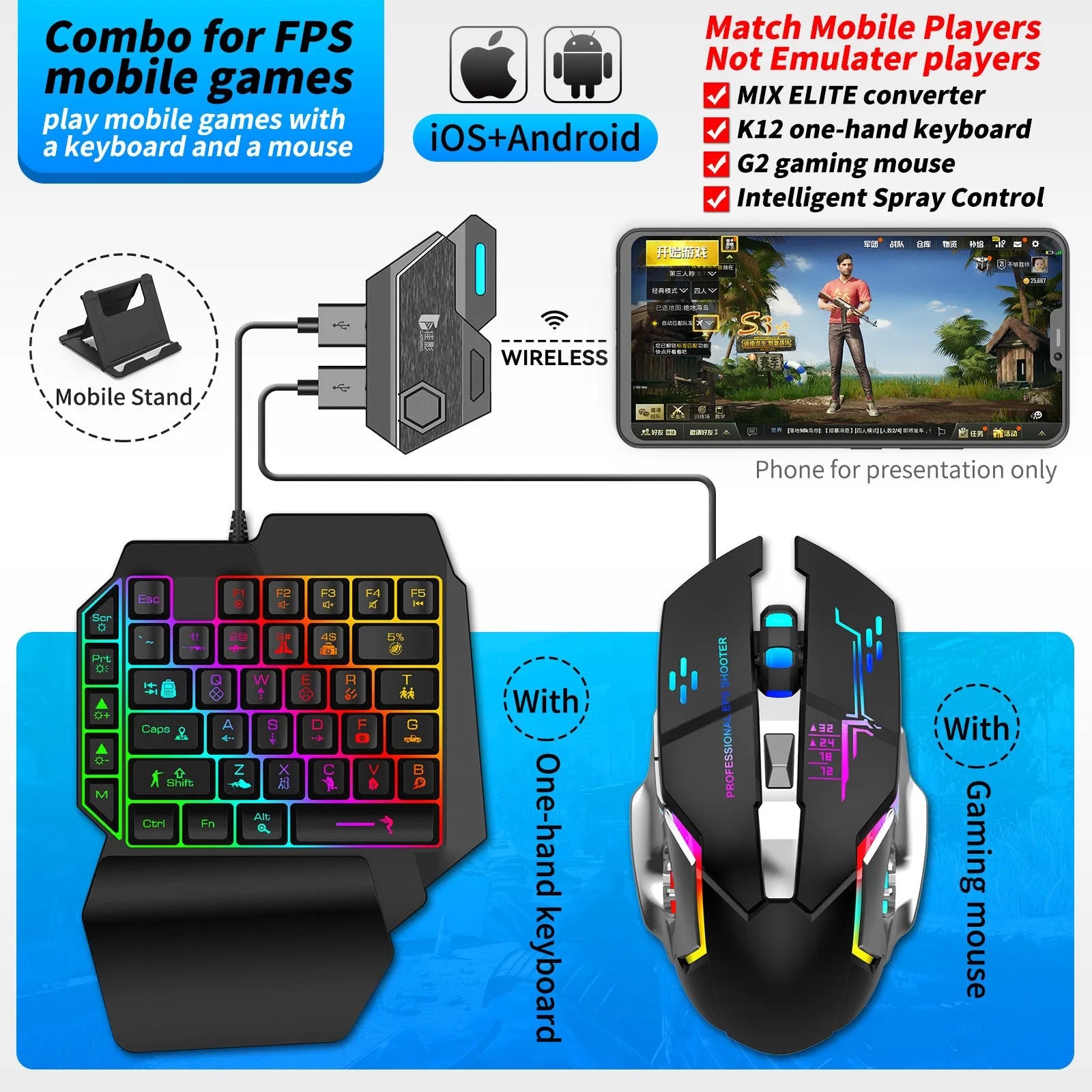 Gamwing Jiaying MIX SE Mix ELITE Mix Pro Chicken Throne keyboard and mouse converter for mobile games.