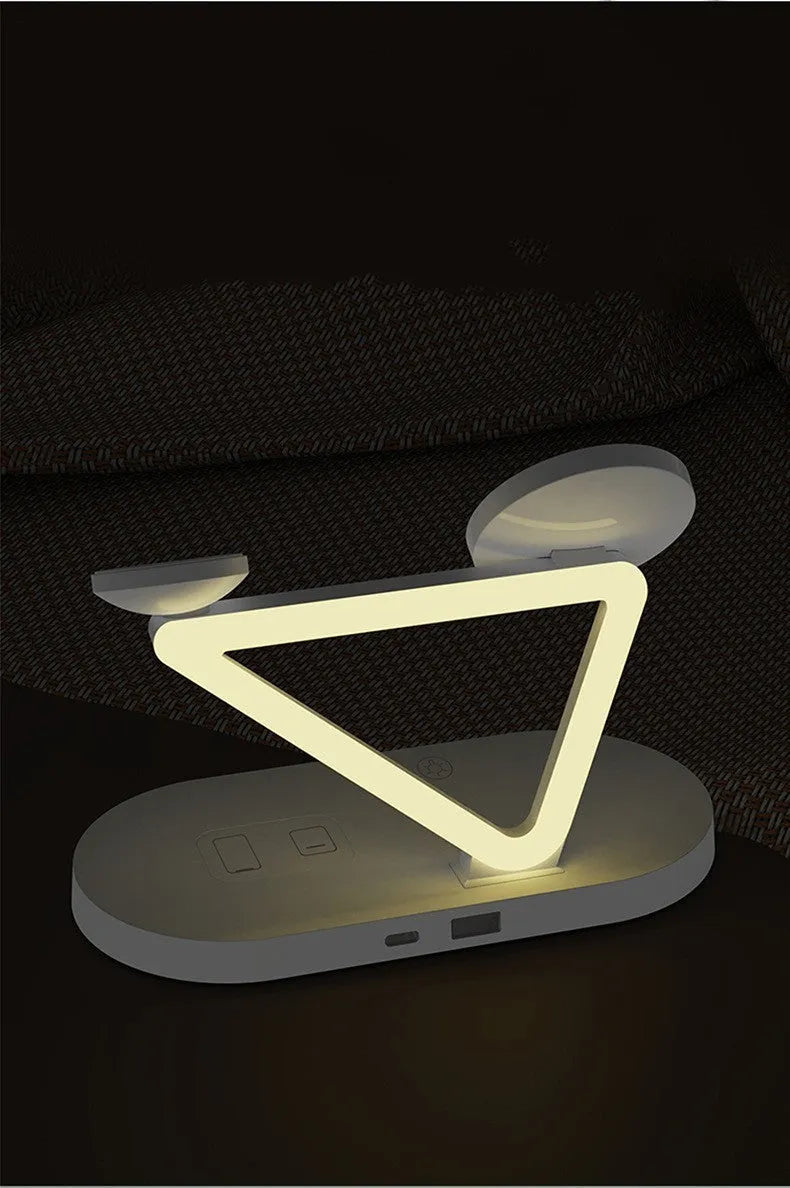 Black 3-in-1 wireless charger with magnetic suction for phone, Apple Watch and AirPods