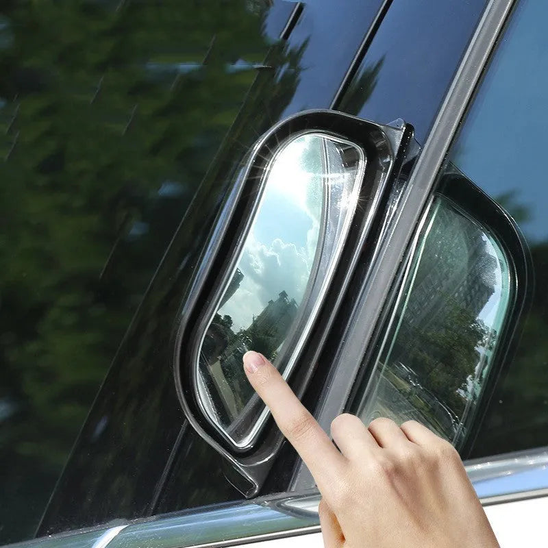 Black universal wide-angle two-row mirror for car rearview, showing dimensions