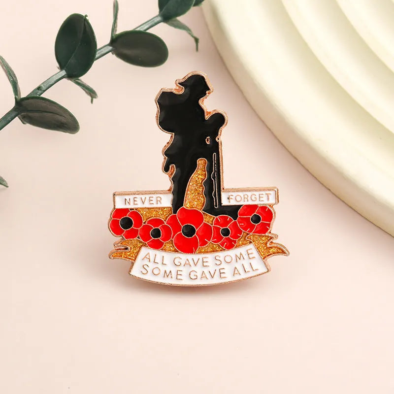 Alloy British Legion soldier cowboy backpack lapel pin badge with geometric auspicious pattern in cold style finish
