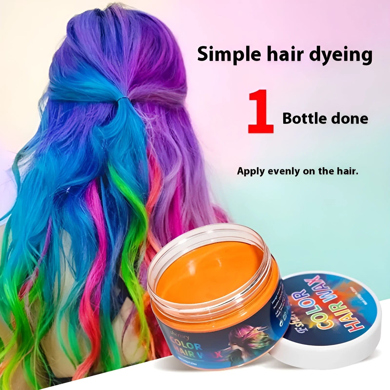 Pot of 120g hair styling clay in one of nine colours like blue, red, or granny grey.