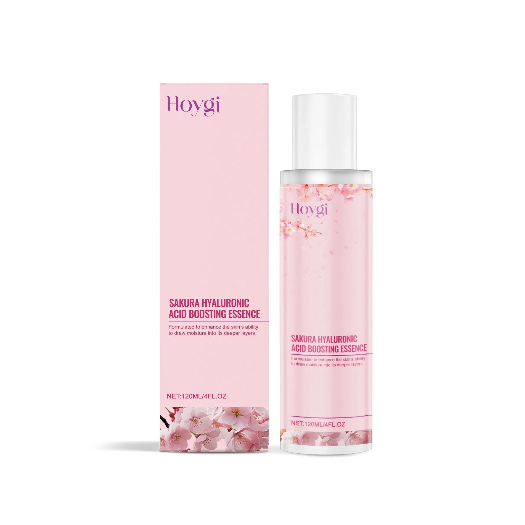 Hyaluronic acid skin moisturising lotion bottle with cherry blossom extract, 120ml capacity