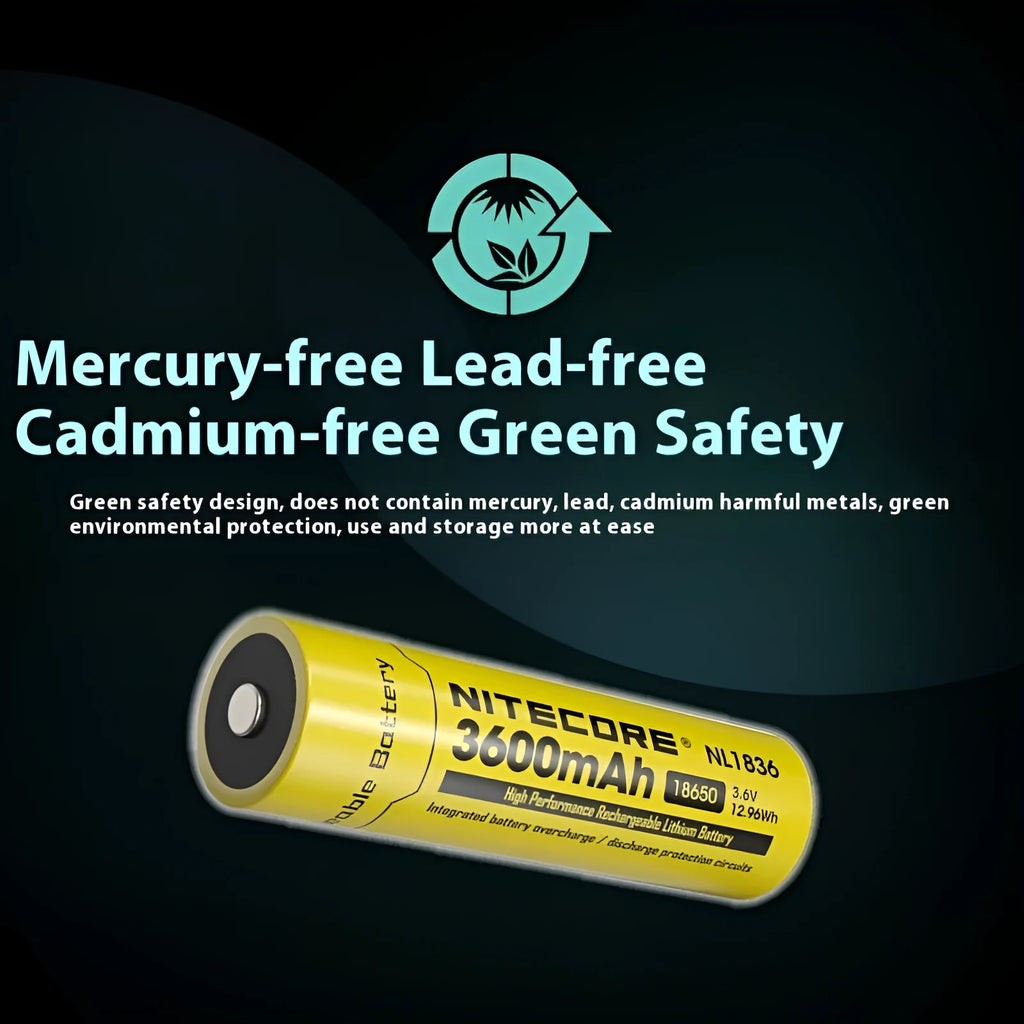 NL1836 rechargeable lithium battery 3600mAh 3.6V for flashlight with USB-C direct charge option