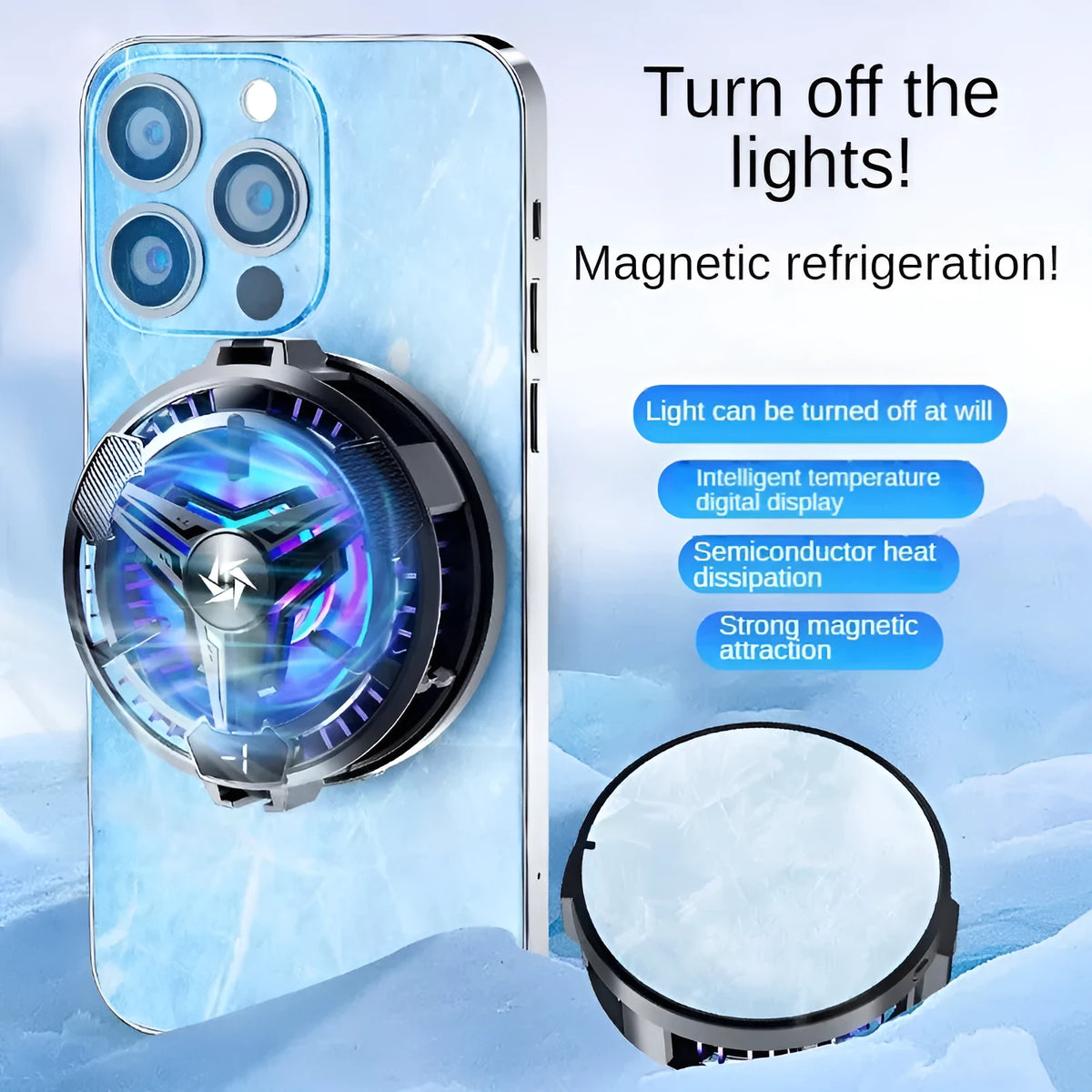 Mobile phone semiconductor magnetic radiator 65x65x23mm metal ABS black or transparent with digital display option