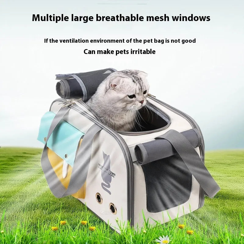 Outdoor portable pet bag 18 litre nylon breathable pet carrier in solid colour black gray or white