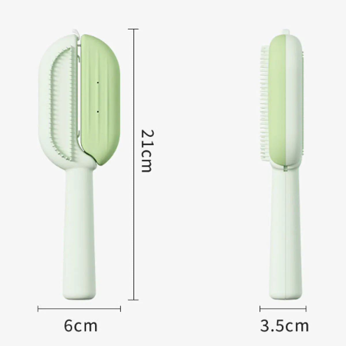 Blue pet grooming comb with water tank for collecting hair during brushing of dogs and cats.