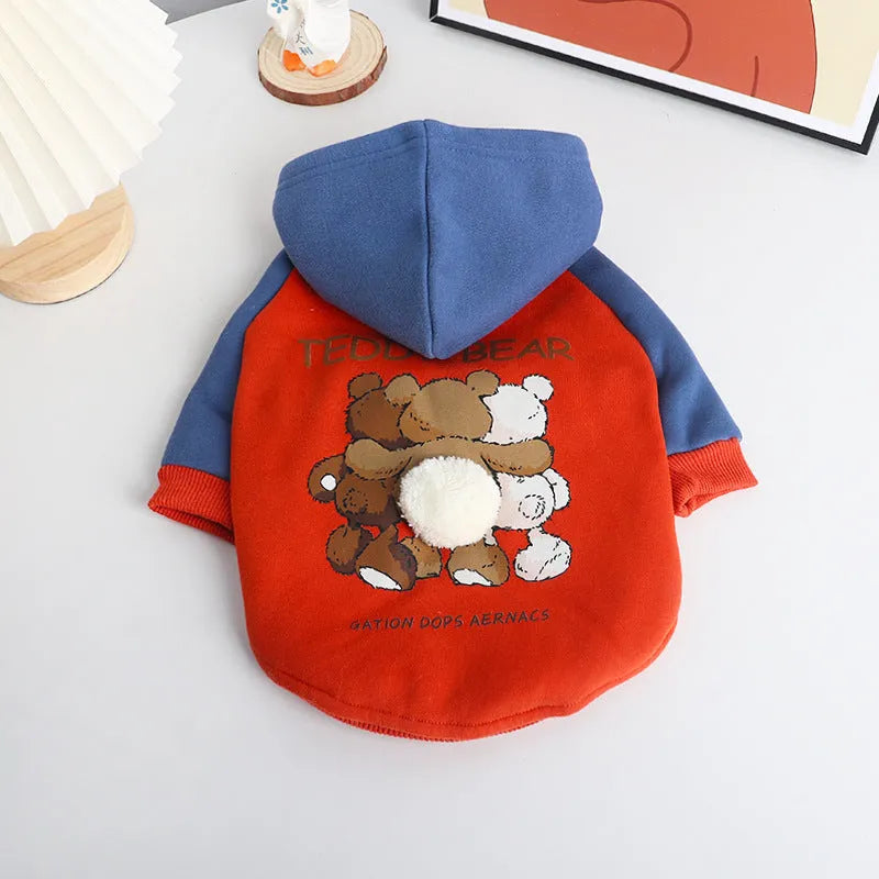 Red cotton dog clothing for small and medium breeds in autumn winter season