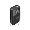 Wireless digital display handheld air pump with LED light, digital screen, and assorted inflation nozzles.