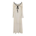 White off-shoulder long-sleeved knitted dress for women with high waist, polyester fabric, sizes S to XL
