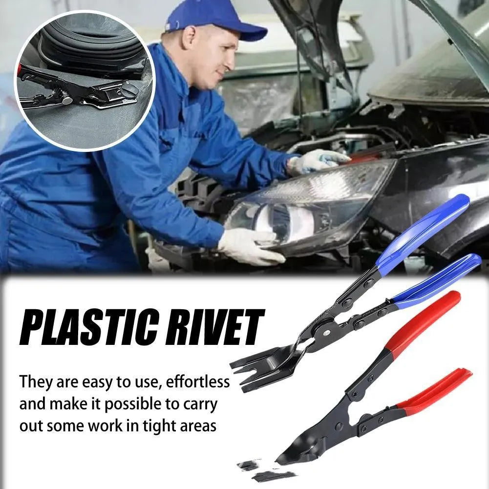 Blue automotive interior clamp removal pliers with 235mm steel construction
