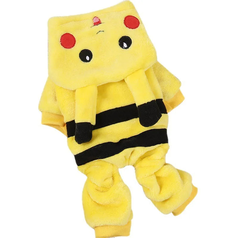 Fleece hoodie costume coat for cat or small dog in cartoon design