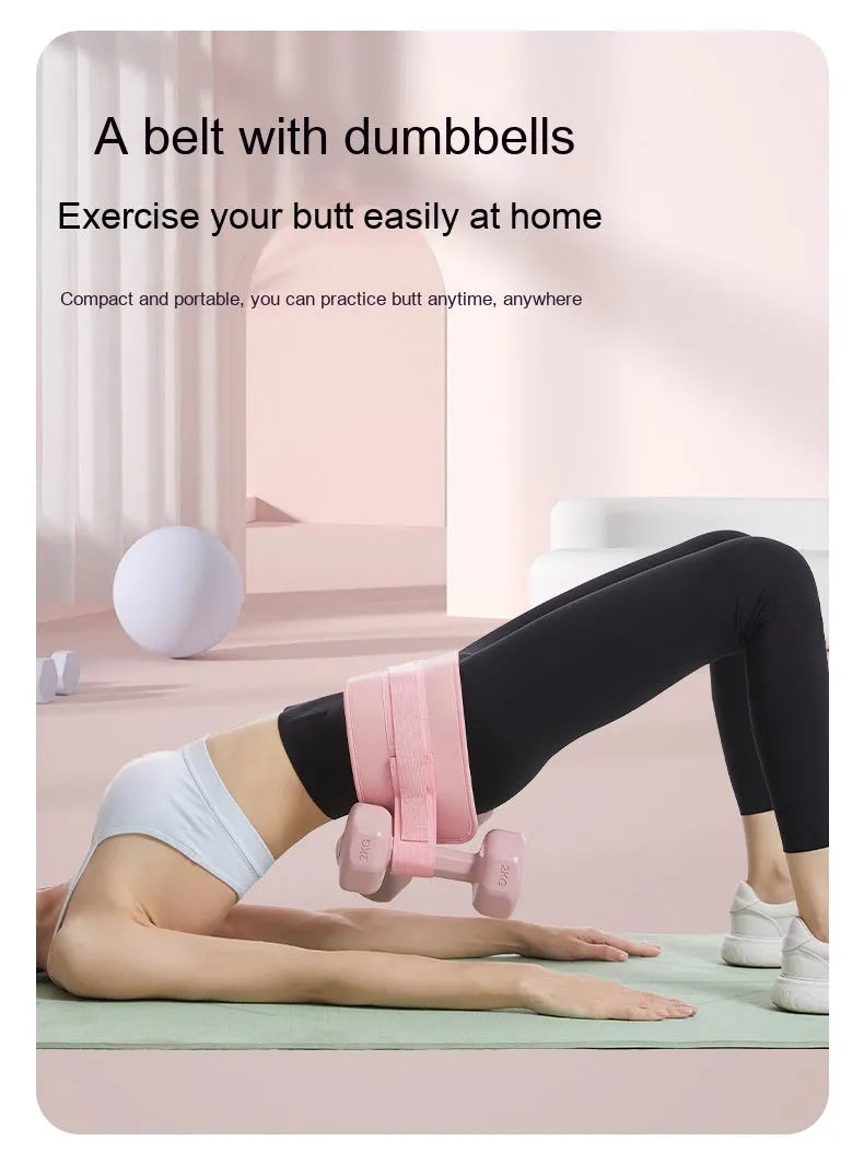Black elastic hip bridge training belt for weight-bearing fitness exercises