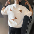 Men's summer heavy cotton loose pullover bottoming shirt in black and white colours