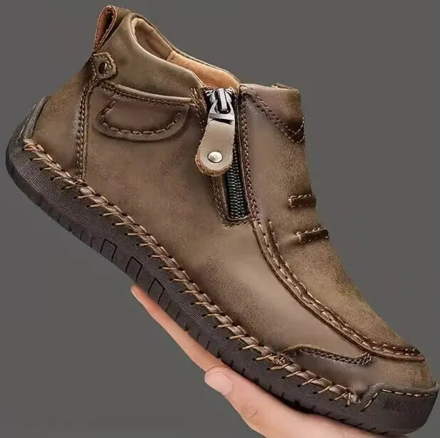 Men's Chelsea slip-on high-top casual shoes with animal pattern, artificial PU upper, cotton lining, flat sole