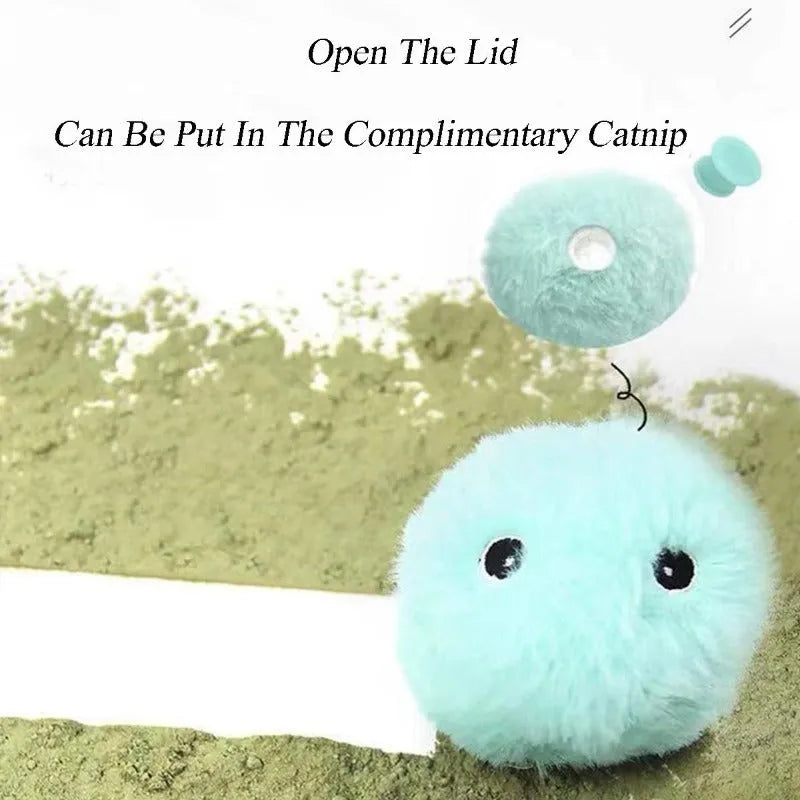 55mm diameter interactive cat toy ball with animal sounds and removable lid for catnip addition