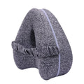 Heart-shaped memory foam leg pillow in dark blue jacquard colour, dimensions 25x23x13 cm