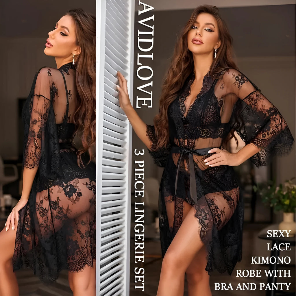 Ladies lace underwear set in polyester fibre, shown in multiple colours including wine red, peacock blue, and black.