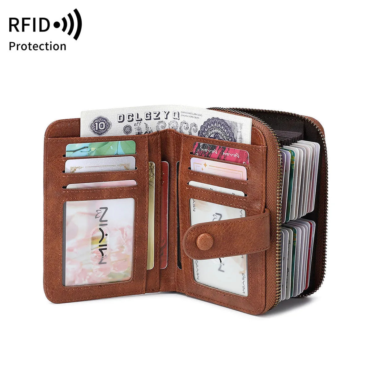 Leopard print small zip wallet with multifunctional compartments and retro design details