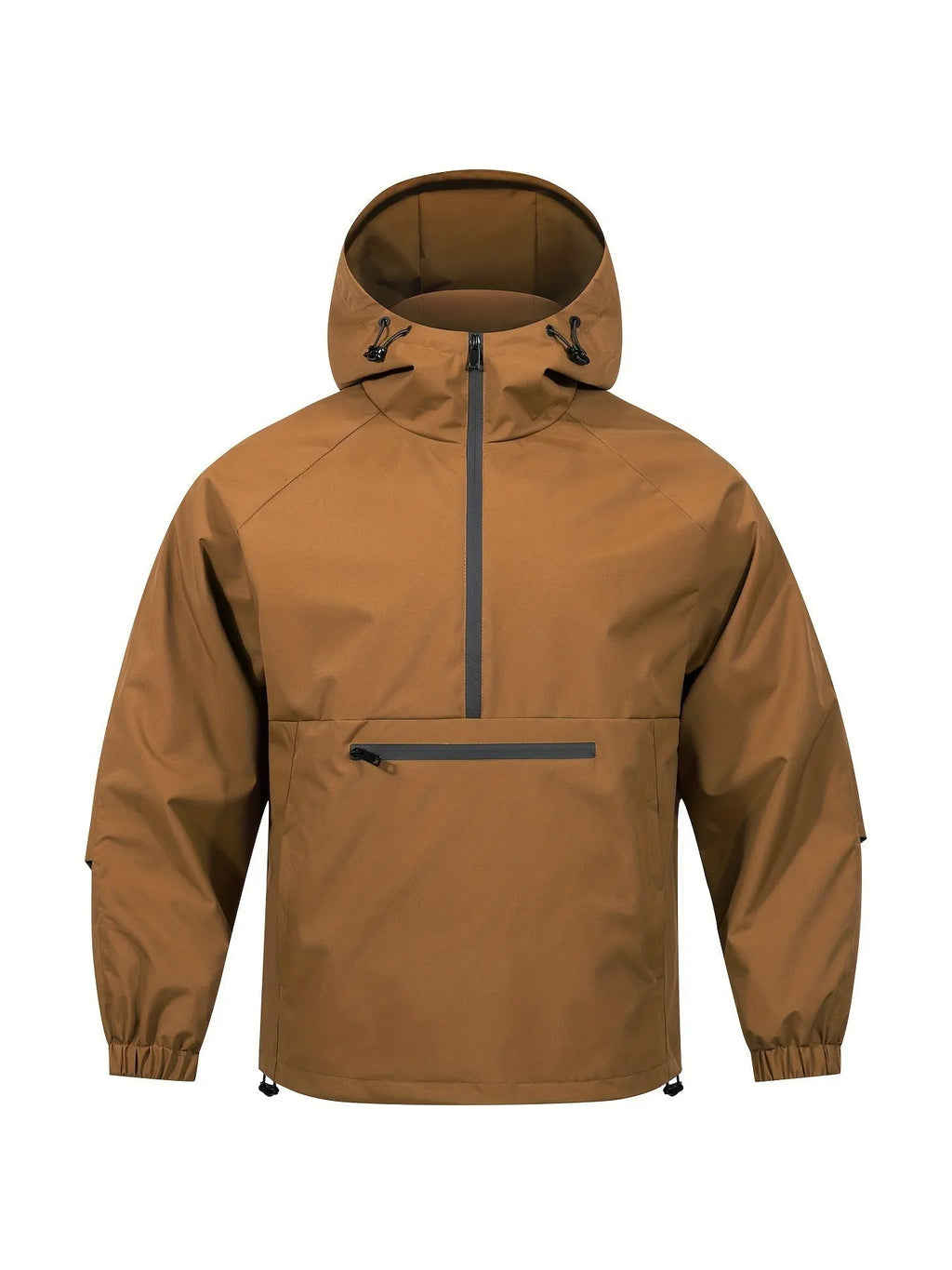 Korean-style men's corduroy rabbit fur half-zip hooded jacket in light grey colour