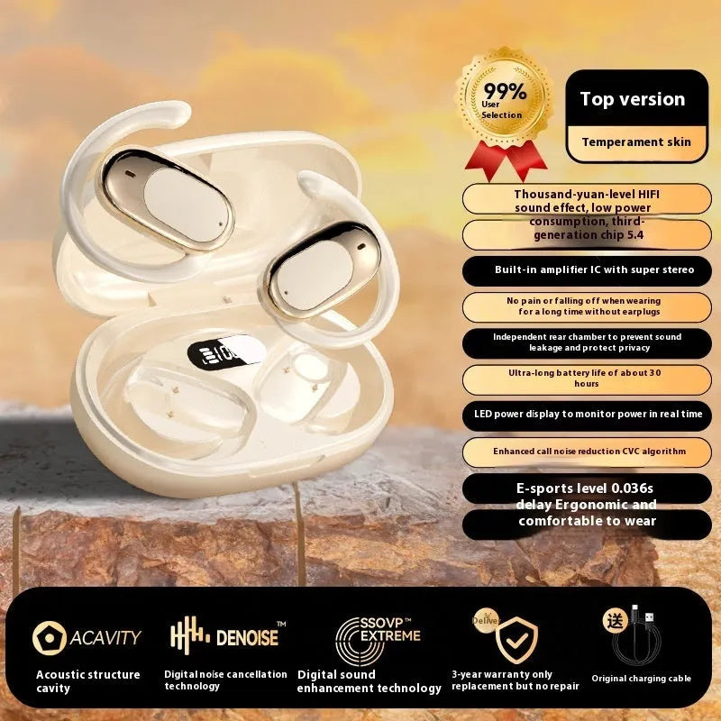 Bone conduction Bluetooth headset, silicone titanium wire, 180° rotatable, digital display, black colour