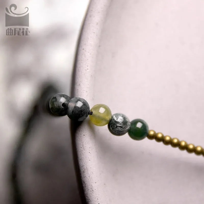 Children's ethnic style multi-layered bracelet with natural crystal semi-precious stones