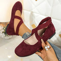 Plus size round toe flat bottom women's shoes in black with ankle bandage cloth and cotton cloth upper