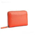 First layer cowhide genuine leather coin purse with multiple compartments and sewing line detailing