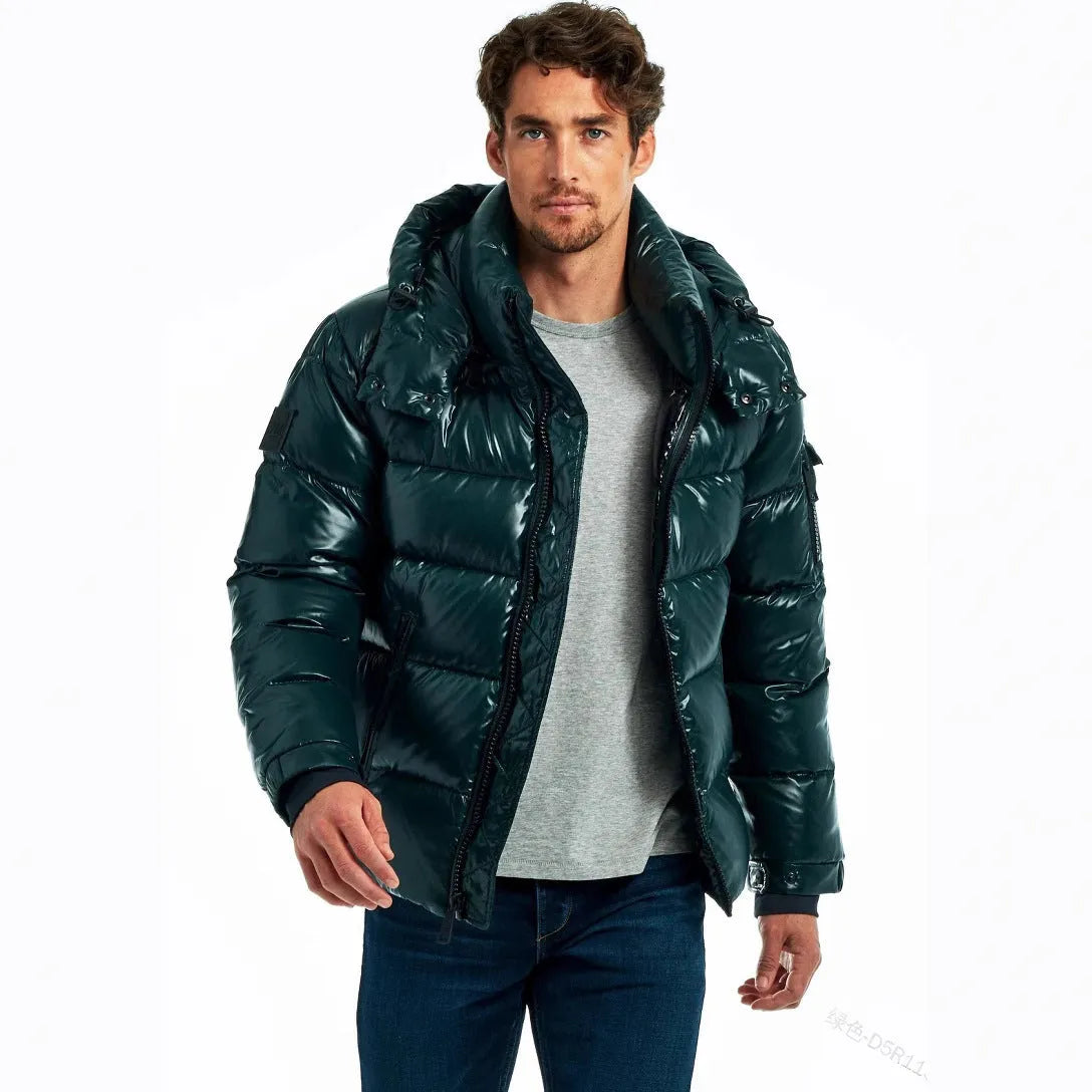 Classic all-matching short couple warm jacket for men in solid colour, loose fit cardigan style with side pockets