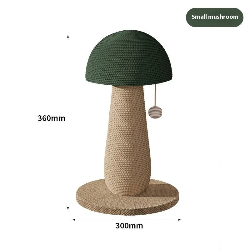 Mushroom-shaped cat scratch board made from natural jute, with dangling ball, wear-resistant and no dandruff