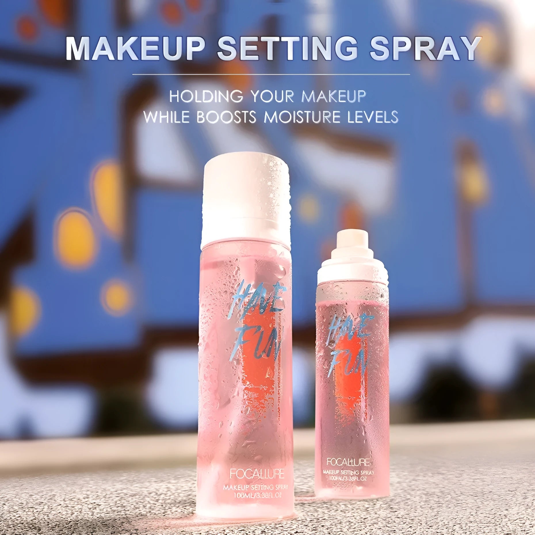 Pink 100ml makeup mist spray bottle for long lasting smear-proof makeup setting