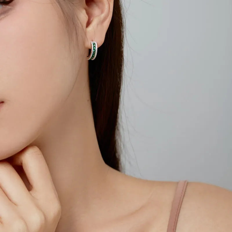 S925 sterling silver geometric U-shaped stud earrings with electroplated finish, high-end light luxury for women