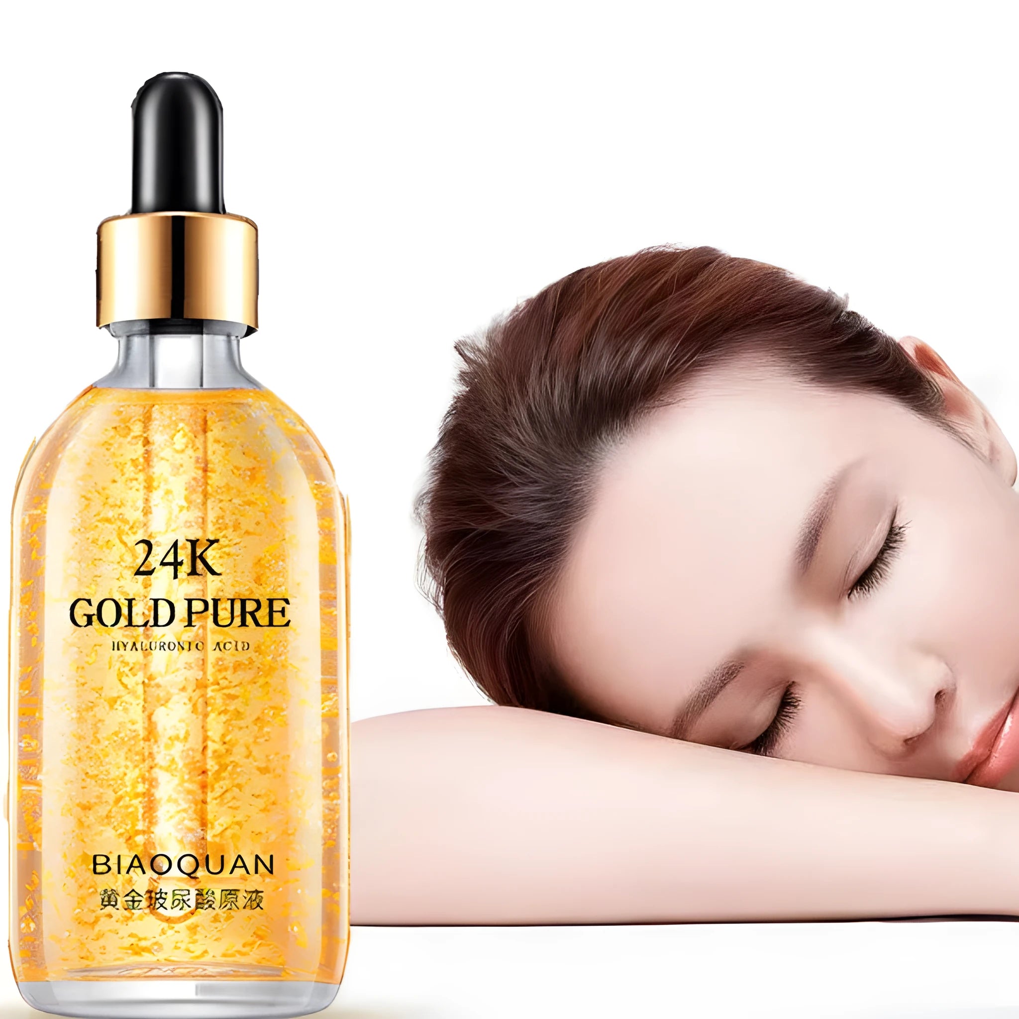 Firming and lifting skin care stock solution gold liquid in 100ml bottle with ginseng and Cordyceps essence