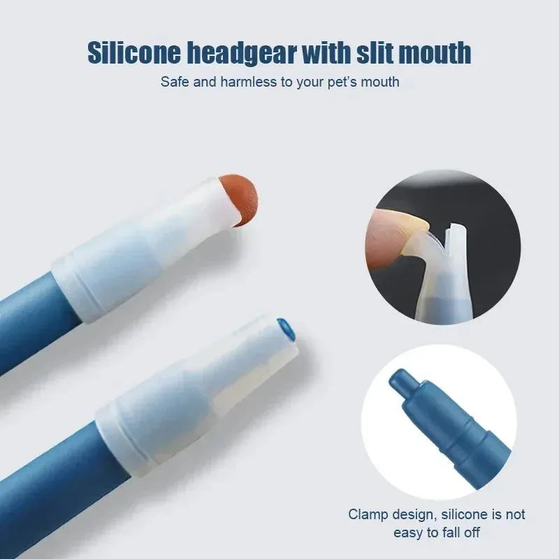 Blue pet medicine feeder push dispenser syringe tube for cats and dogs with liquid medication