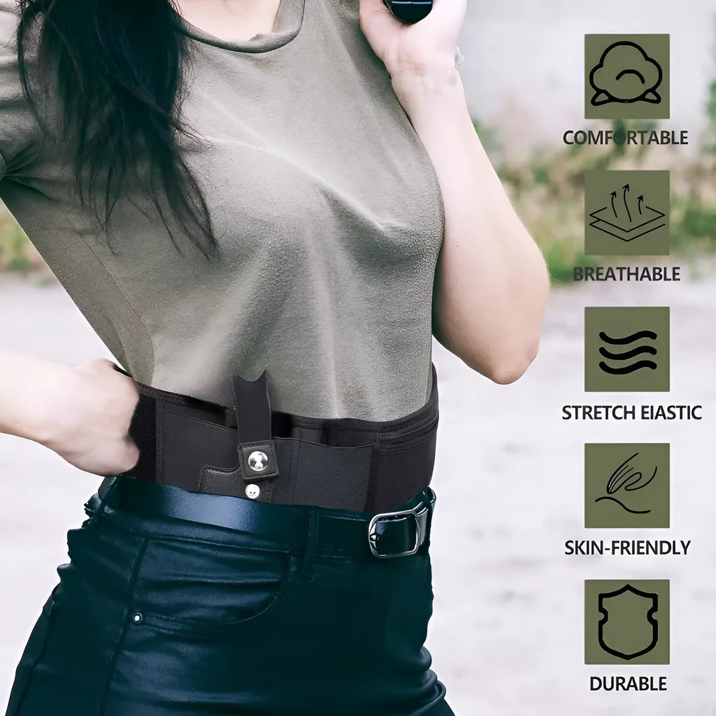 Adjustable hidden carrying holster belt in woven fabric, 115cm to 140cm, single-circle outdoor sports belt