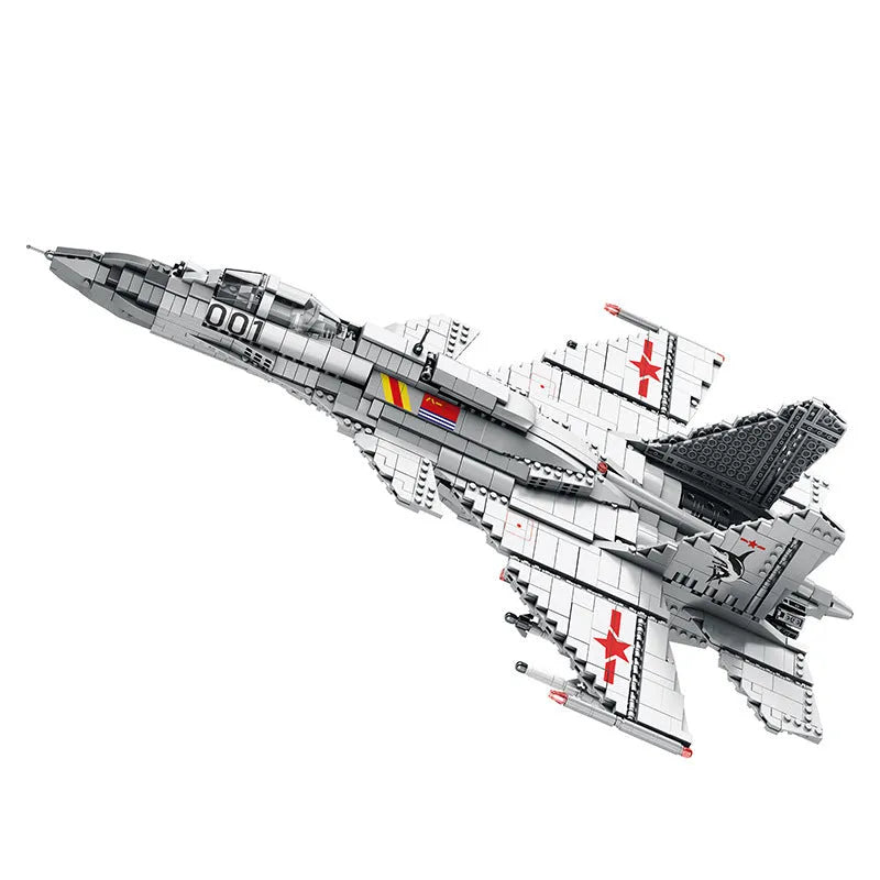 Aerospace military aircraft F-22 Raptor building blocks toy with 1837 pieces in colour box