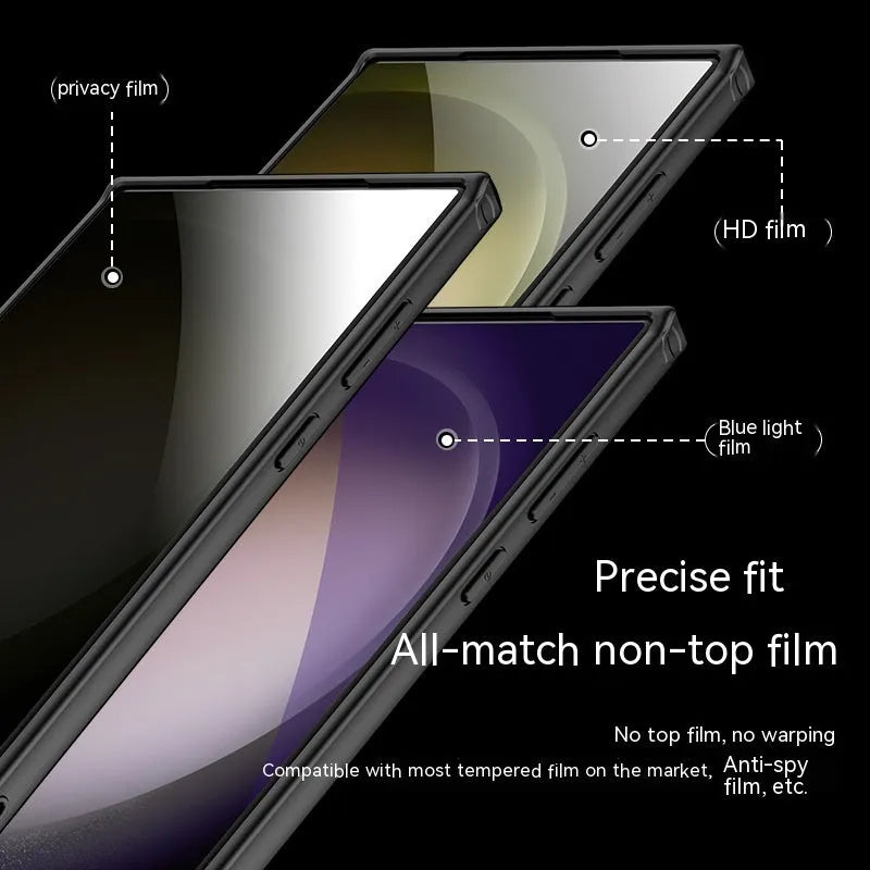 Transparent frosted PC phone case with airbag anti-fall corners for Samsung A-series and S-series models