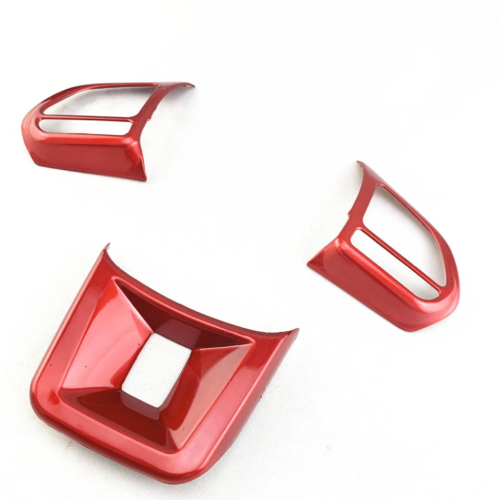 ABS plastic steering wheel decorative sticker in carbon fiber or noble red finish for car interior customisation