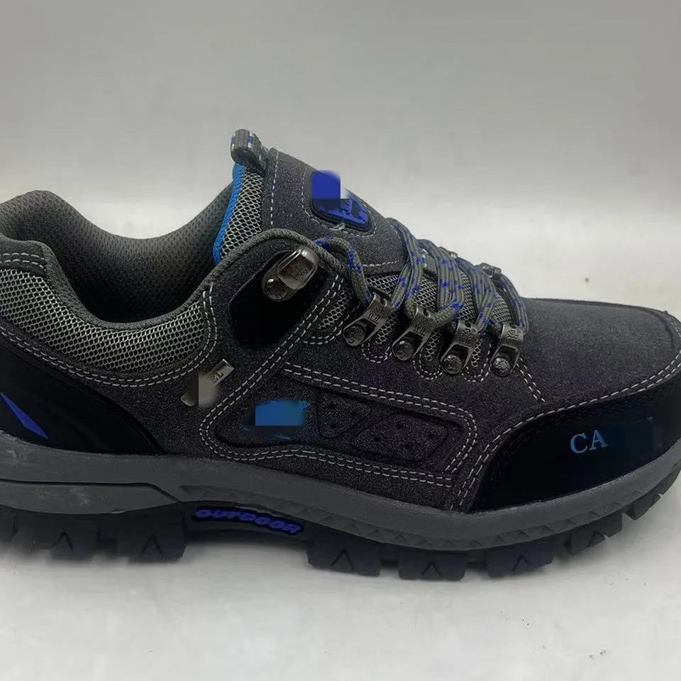 Men's non-slip outdoor hiking shoes with synthetic leather upper and rubber sole, colour Black And Red