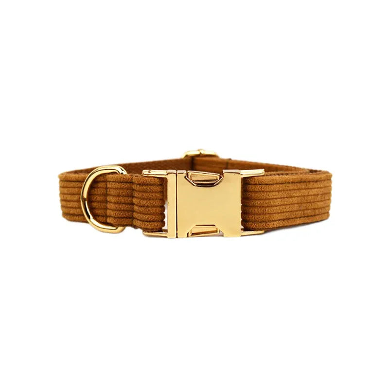 Textured corduroy dog collar in light green colour with metal D-ring and plastic buckle clasp.