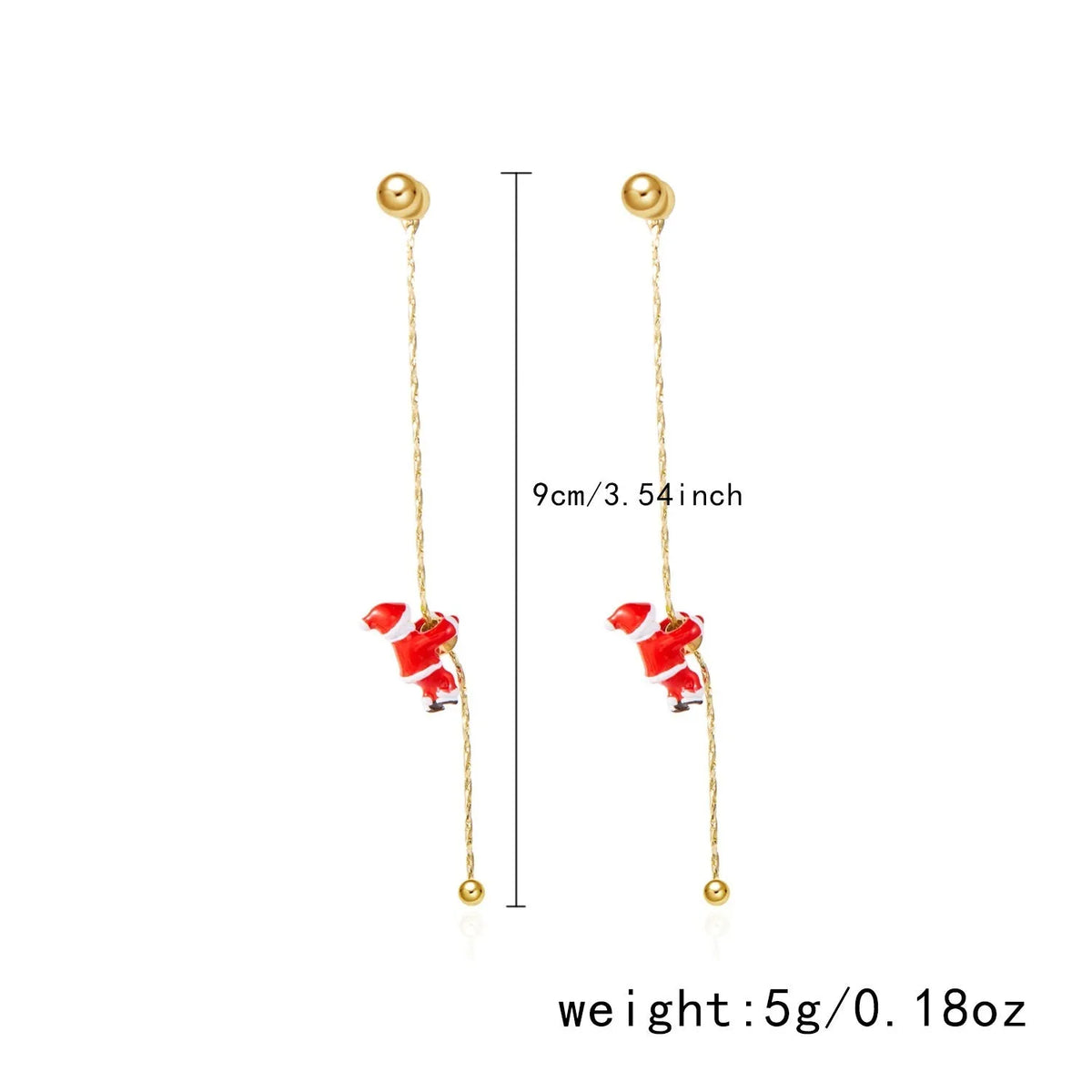Asymmetric crawling Santa Christmas earrings for women in zinc alloy with inlaid diamond detail