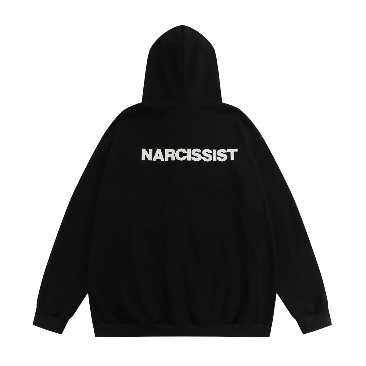 Hip hop printed cotton hoodie for men in black, long sleeve, non-ironing fabric