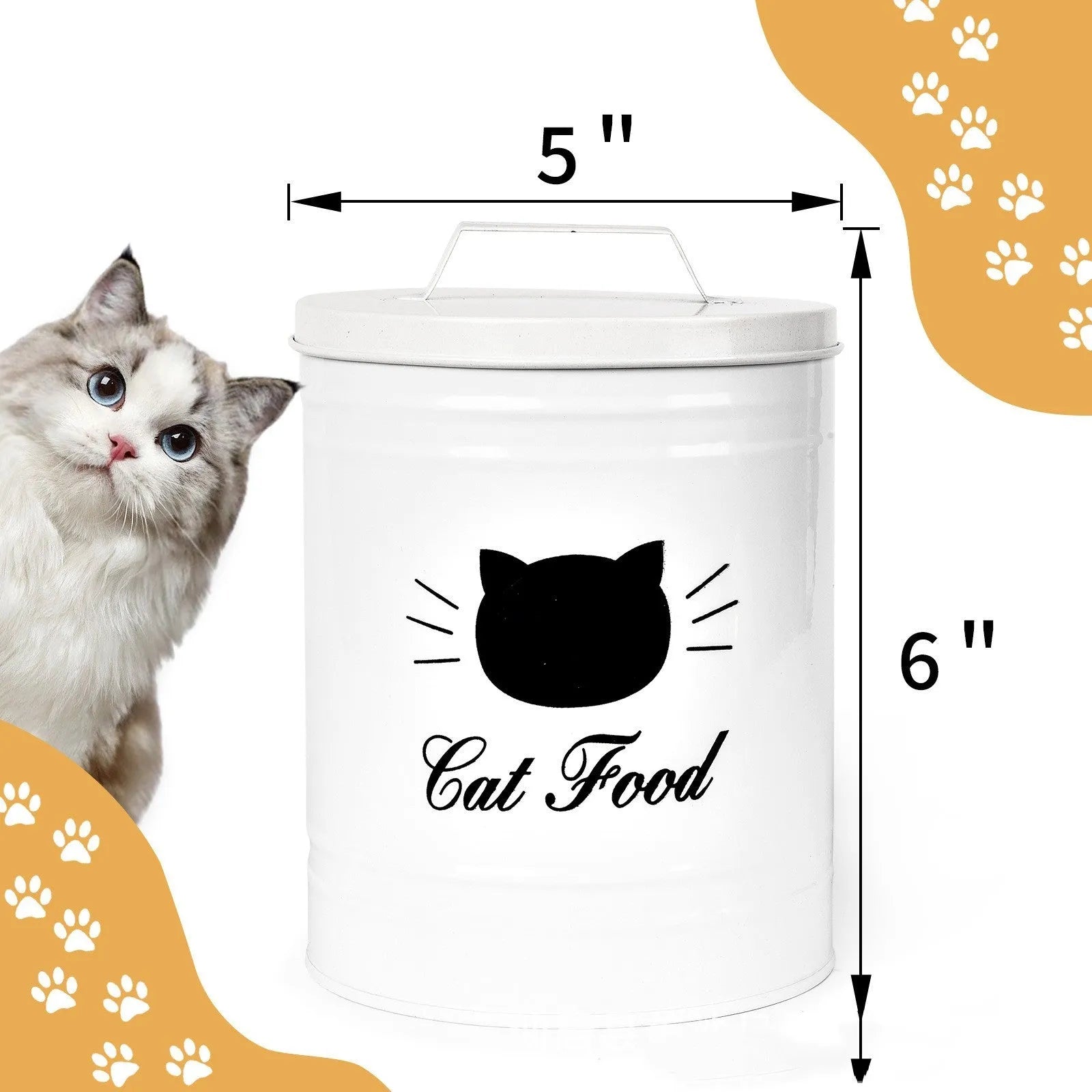 Round black iron moisture-proof storage tin with a white inner box on a kitchen counter.