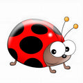 Cute cartoon ladybird PVC sticker decal measuring 14.5cm.