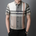Men's slim fit plaid shirt in bamboo fibre in light blue colour with button-down collar