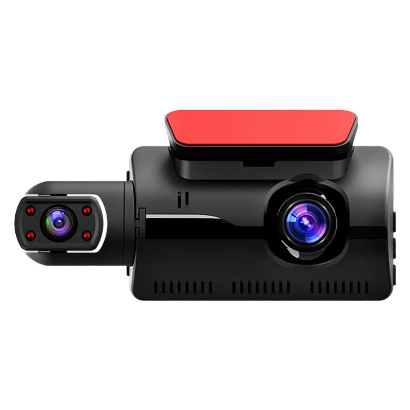 Black 3-inch dual lens car driving recorder with motion detection and WiFi