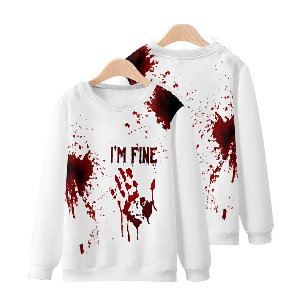 Round neck sweater with Halloween 3D print on polyester fabric for men daily wear