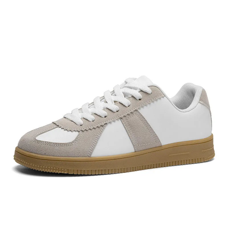 Retro men's casual board shoes in 735 Gray with round toe, artificial PU upper, and front lace-up design, sizes up to 47