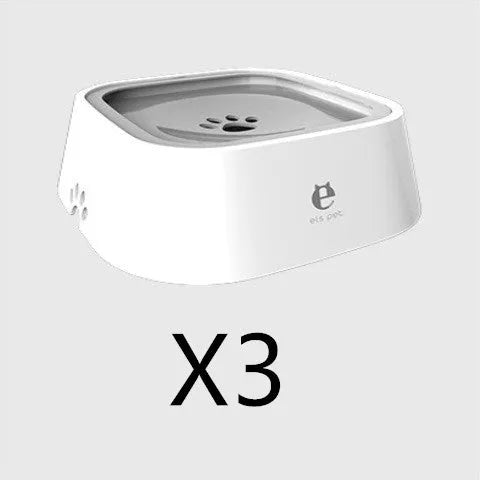 1.5L grey anti-overflow floating water bowl for cats and dogs with non-slip base