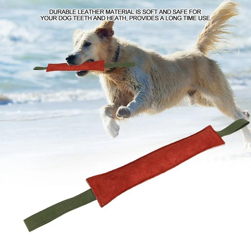 Dog biting stick training stick made from cowhide, 40cm length, picture color, for bite force training